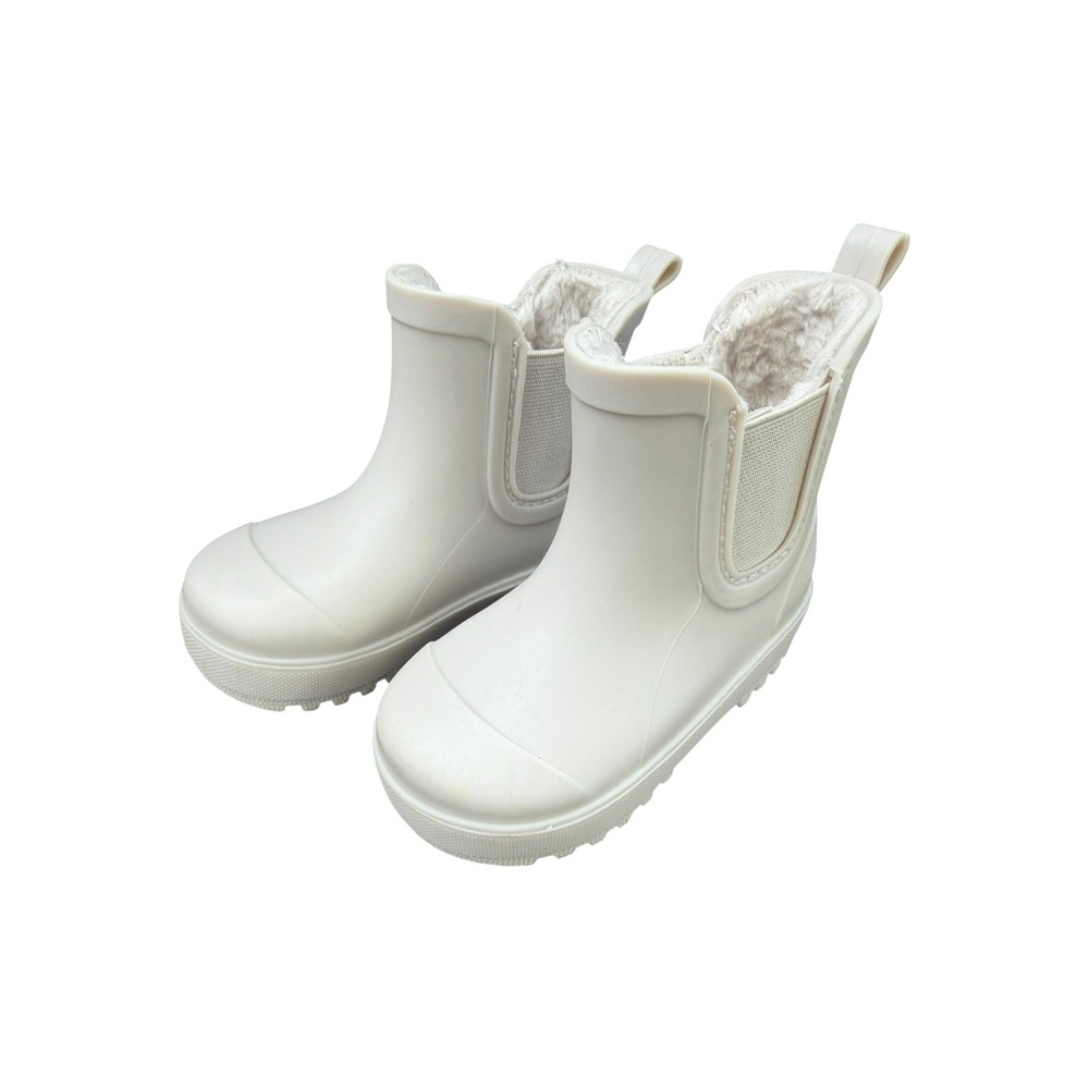 Bearpaw Toddler Chelsea Rain Boots Faux Fur Lined Waterproof Taupe Cream Size 4T